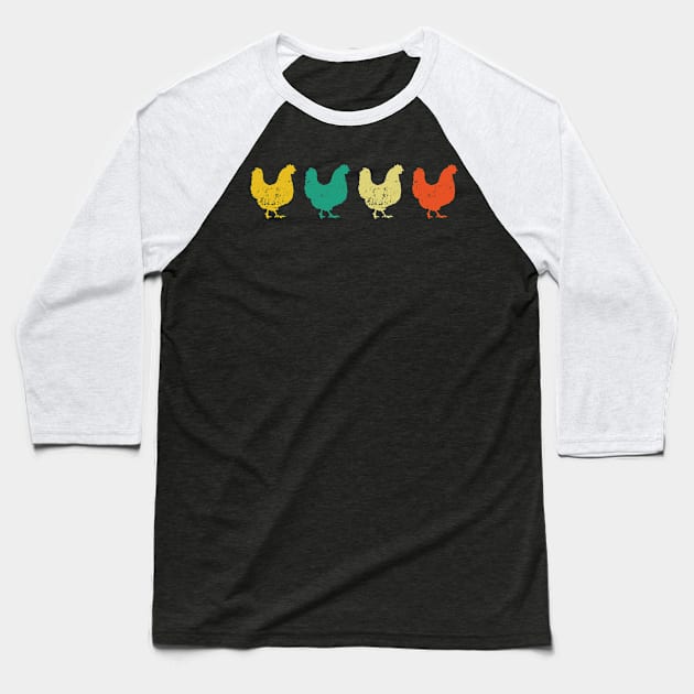 Retro Chicken Baseball T-Shirt by Madelyn_Frere